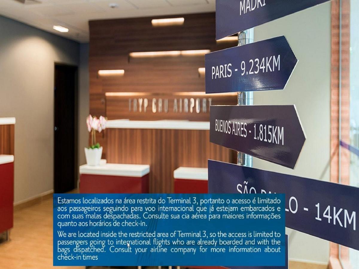 Tryp By Wyndham Sao Paulo Airport - Hotel De Transito Terminal 3 -Lado Ar - Area Restrita A Passageiros Ja Embarcados - Piso 1 Guarulhos Exterior foto